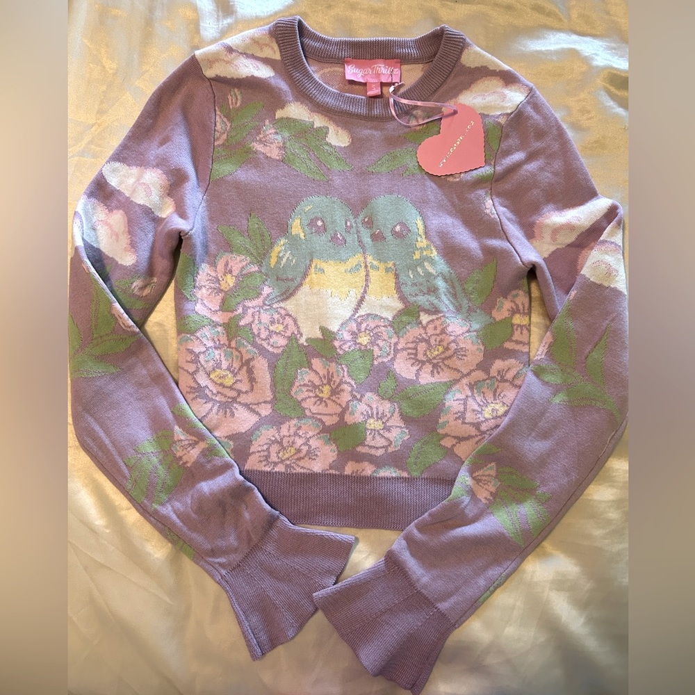 Dollz Kill Purdy Lovebirds Sweater